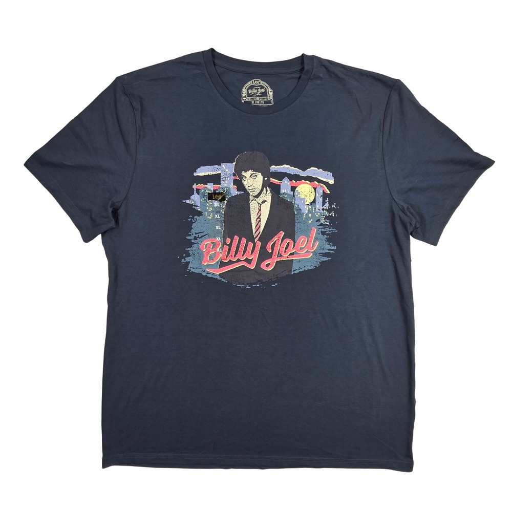 Lee Billy Joel 1973 US Tour Graphic T-Shirt Navy Blue XL 112371237